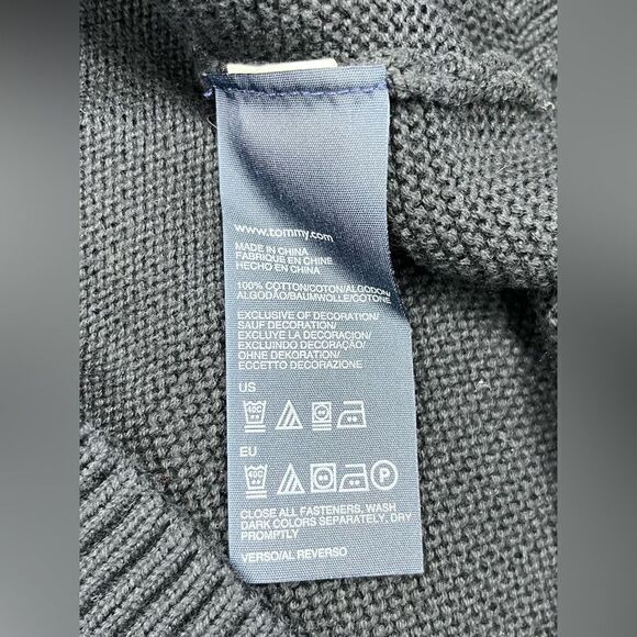 Tommy Hilfiger black zip up mock neck sweater sz XL - Picture 3 of 7